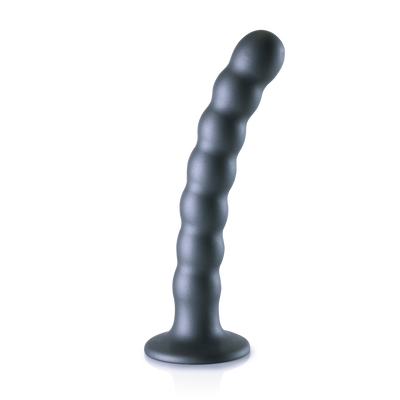 Dildo en silicone G-spot à perles - 6,5'' / 16,5 cm - Gunmetal