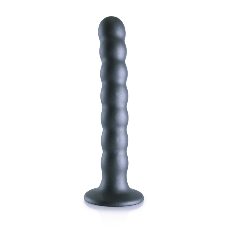 Dildo en silicone G-spot à perles - 6,5'' / 16,5 cm - Gunmetal