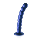 Dildo en silicone à perles pour le point G - 6,5'' / 16,5 cm - Bleu métallisé