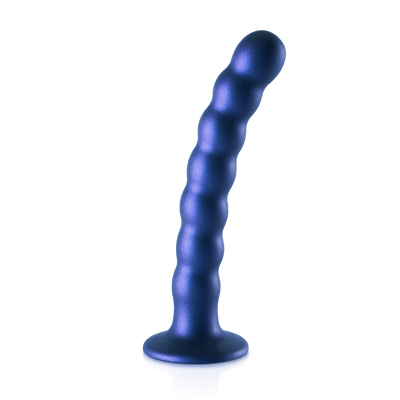 Dildo en silicone à perles pour le point G - 6,5'' / 16,5 cm - Bleu métallisé