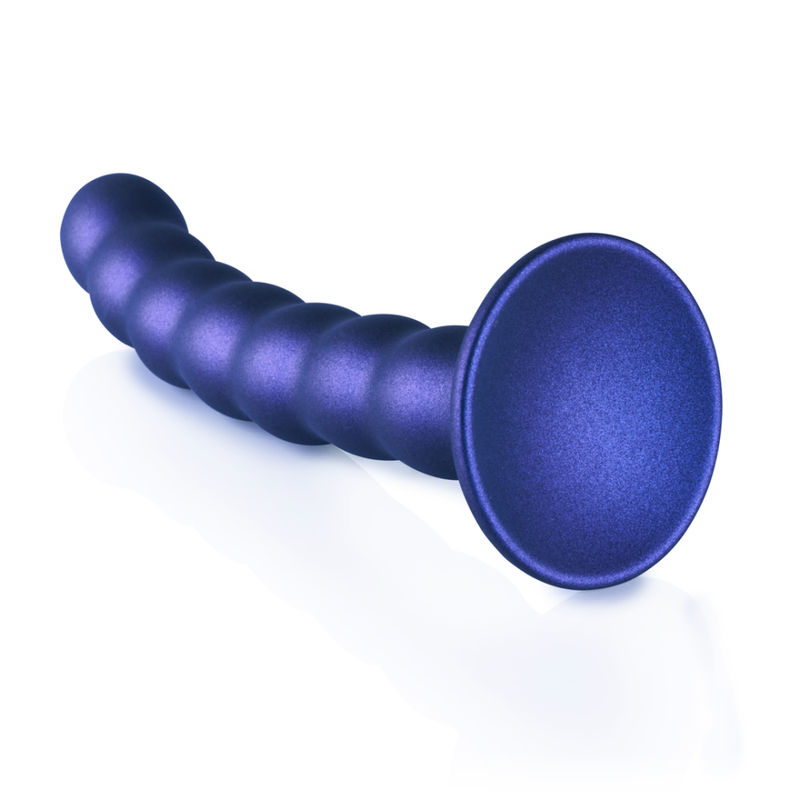 Dildo en silicone à perles pour le point G - 6,5'' / 16,5 cm - Bleu métallisé