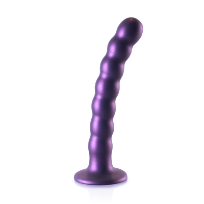 Dildo en silicone G-Spot perlé - 6.5'' / 16,5 cm - Violet métallisé