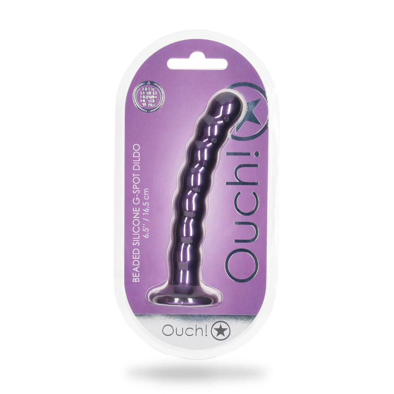 Dildo en silicone G-Spot perlé - 6.5'' / 16,5 cm - Violet métallisé