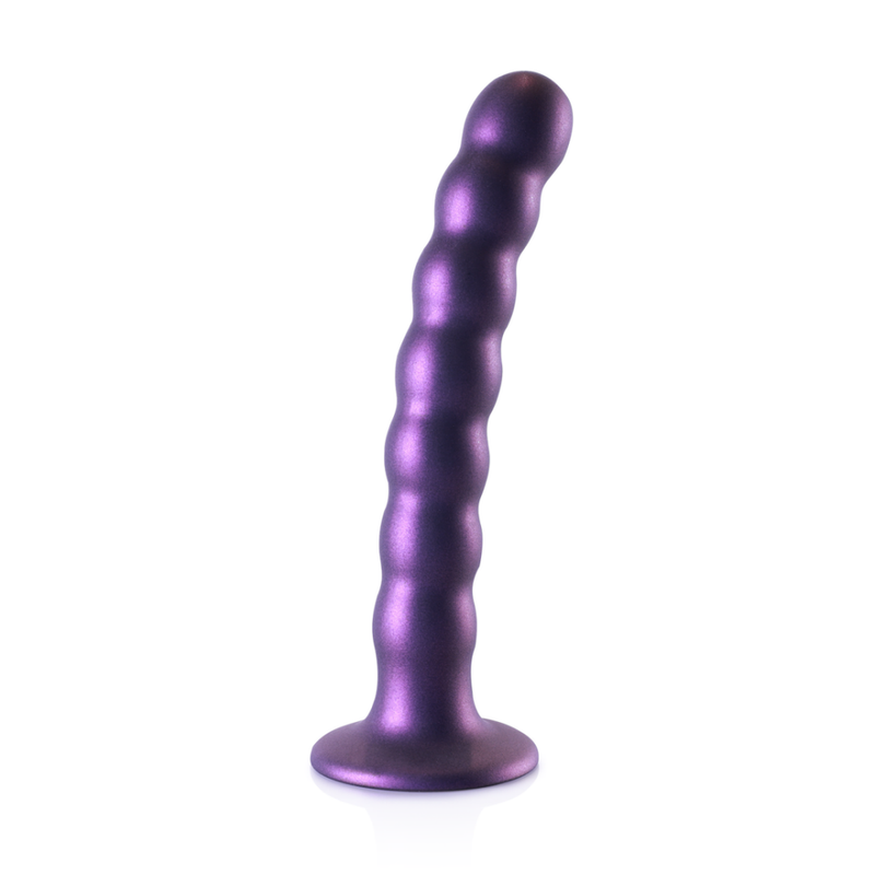 Dildo en silicone G-Spot perlé - 6.5'' / 16,5 cm - Violet métallisé