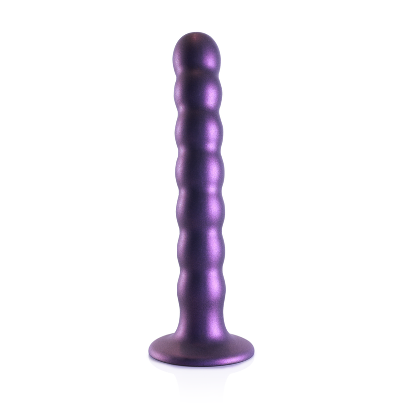 Dildo en silicone G-Spot perlé - 6.5'' / 16,5 cm - Violet métallisé