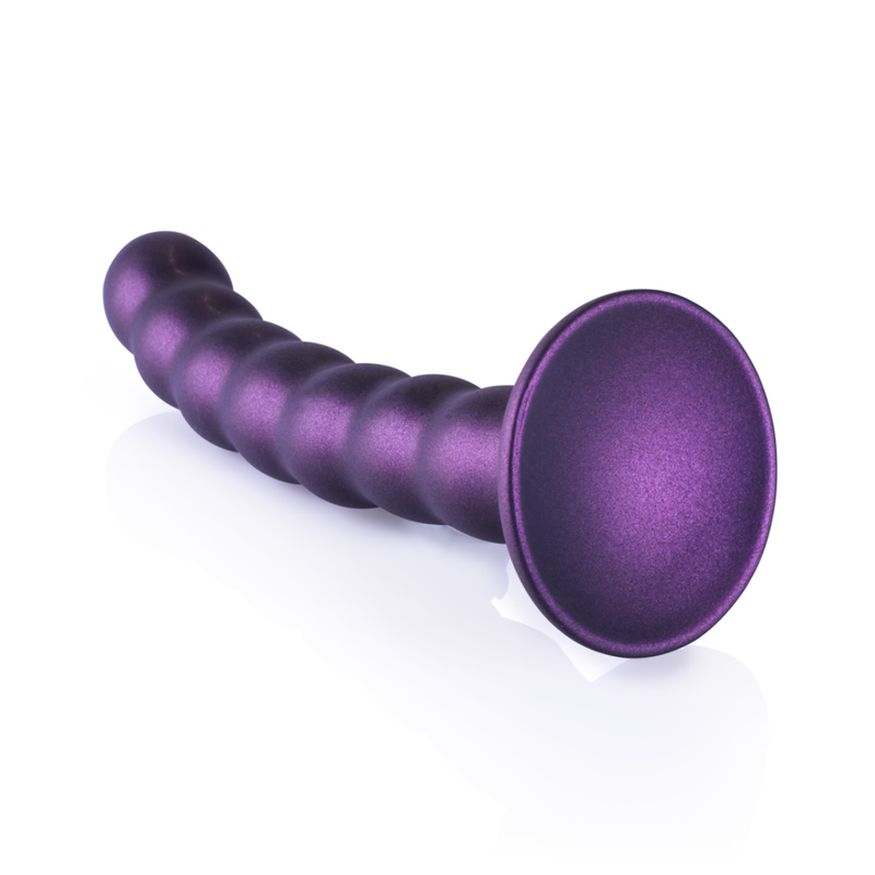 Dildo en silicone G-Spot perlé - 6.5'' / 16,5 cm - Violet métallisé