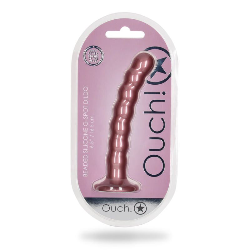 Dildo en silicone avec perles pour le point G - 6.5'' / 16,5 cm - Rose Gold