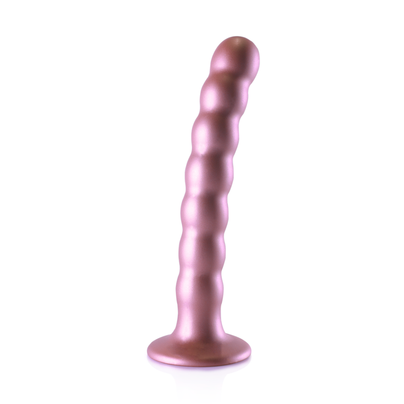 Dildo en silicone avec perles pour le point G - 6.5'' / 16,5 cm - Rose Gold