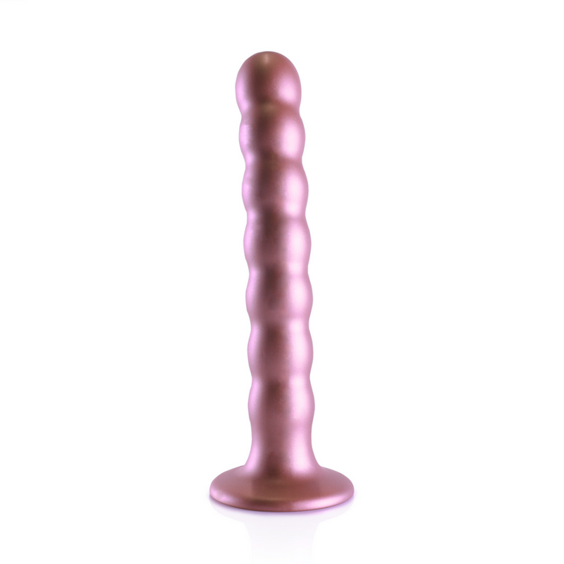 Dildo en silicone avec perles pour le point G - 6.5'' / 16,5 cm - Rose Gold