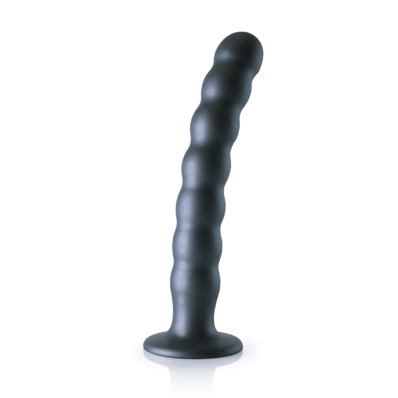 Dildo en silicone pour G-Spot avec perles - 8'' / 20,5 cm - Gunmetal