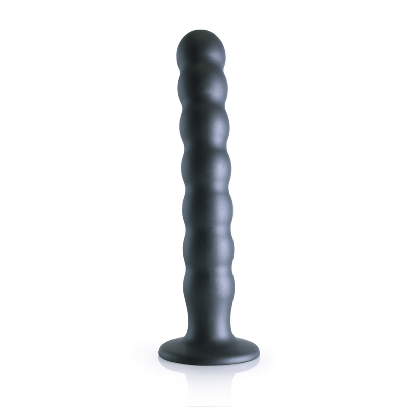 Dildo en silicone pour G-Spot avec perles - 8'' / 20,5 cm - Gunmetal