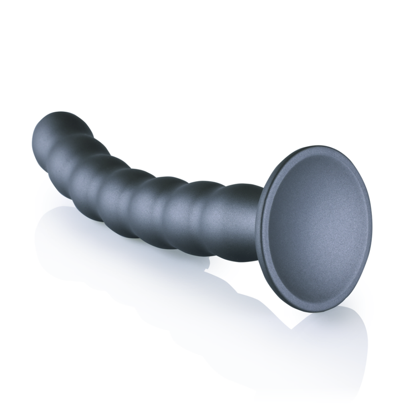 Dildo en silicone pour G-Spot avec perles - 8'' / 20,5 cm - Gunmetal