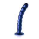 Dildo en silicone pour point G à perles - 8'' / 20,5 cm - Bleu métallique