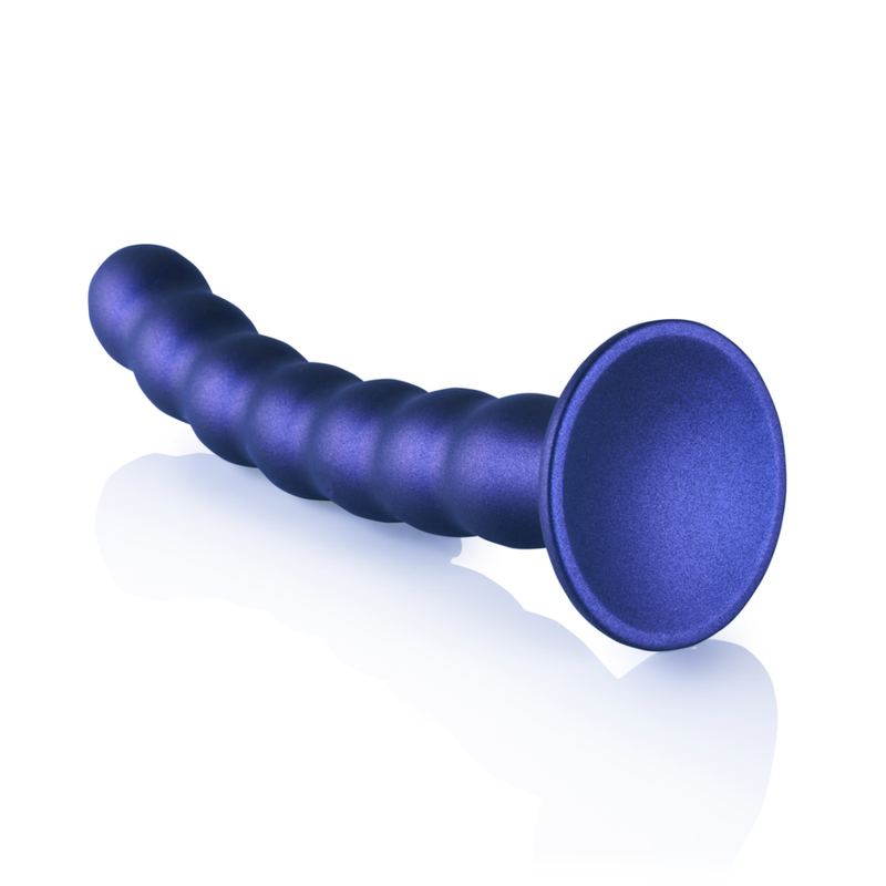 Dildo en silicone pour point G à perles - 8'' / 20,5 cm - Bleu métallique