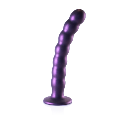 Dildo en silicone G-Spot perlé - 8'' / 20,5 cm - Violet métallisé