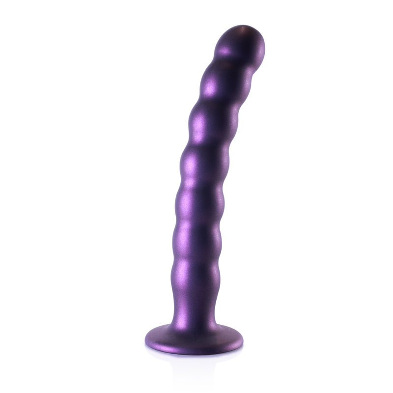 Dildo en silicone G-Spot perlé - 8'' / 20,5 cm - Violet métallisé