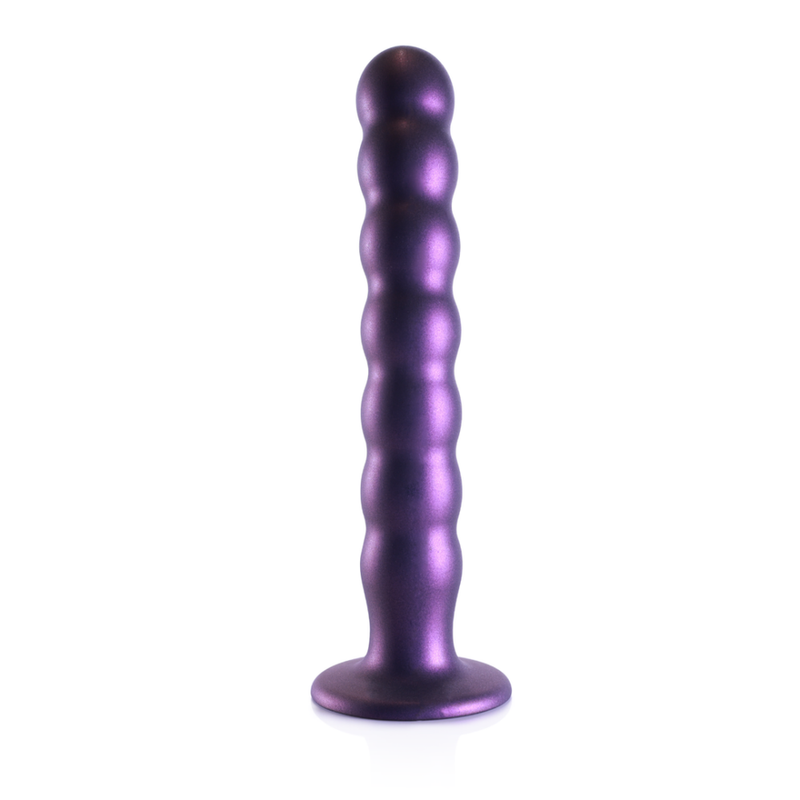 Dildo en silicone G-Spot perlé - 8'' / 20,5 cm - Violet métallisé