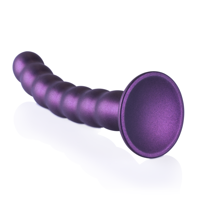 Dildo en silicone G-Spot perlé - 8'' / 20,5 cm - Violet métallisé