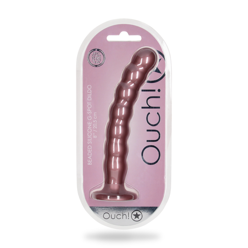 Dildo en silicone G-spot à perles - 8'' / 20,5 cm - Rose Gold