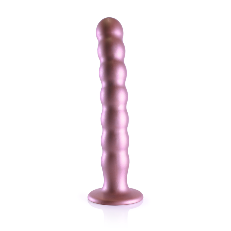 Dildo en silicone G-spot à perles - 8'' / 20,5 cm - Rose Gold