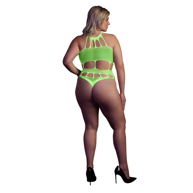 Body avec encolure grecque - Grande taille - Vert néon