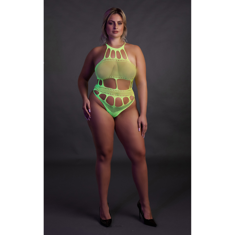 Body avec encolure grecque - Grande taille - Vert néon