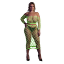 Top court à manches longues et jupe longue - Grande taille - Vert néon