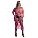 T-shirt à manches longues et jupe longue - Grande taille - Rose fluo