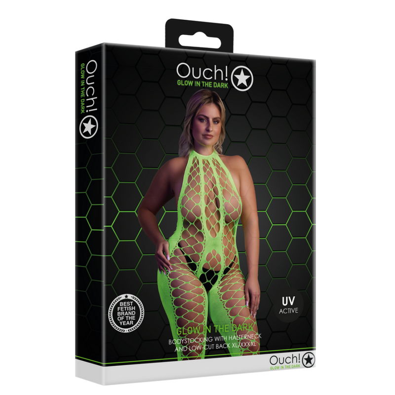 Bodystocking avec col halter - Grande taille - Vert néon