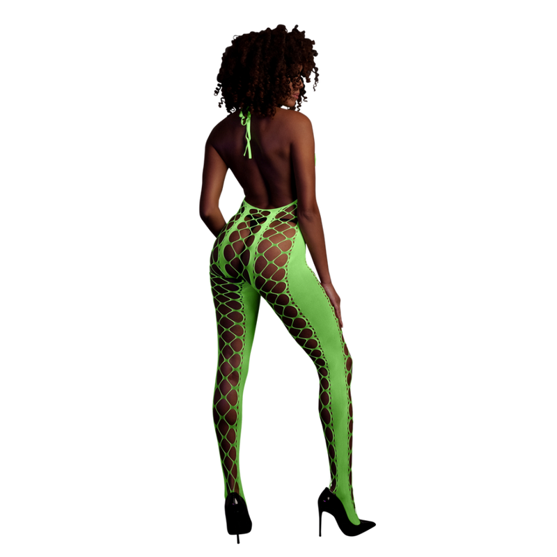 Bodystocking avec Halterneck - Taille Unique - Vert Néon