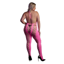 Bodystocking avec halter - Grande taille - Rose néon