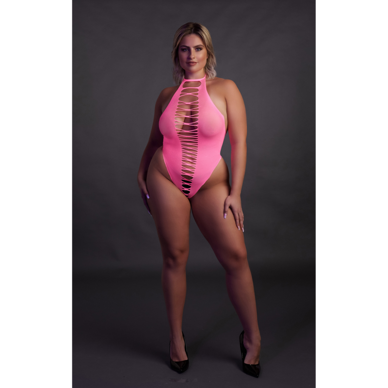 Body taille haute - Grande taille - Rose fluo