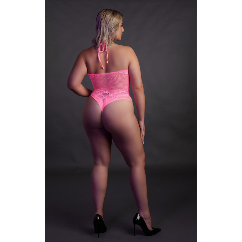 Body avec col halter - Grande taille - Rose néon