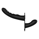 Vibrant et Rechargeable - 10 Vitesses Silicone Ribbed Strap-On - Ajustable - Noir