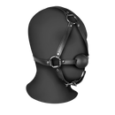 Harnais de tête avec boule de gag solide - Noir