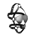 Harnais de tête masqué avec boule en silicone solide - Noir