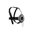 Harnais de tête avec gag à bouche ouverte et bouchon - Noir