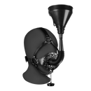 Harnais de tête avec bâillon ouvert et entonnoir - Noir