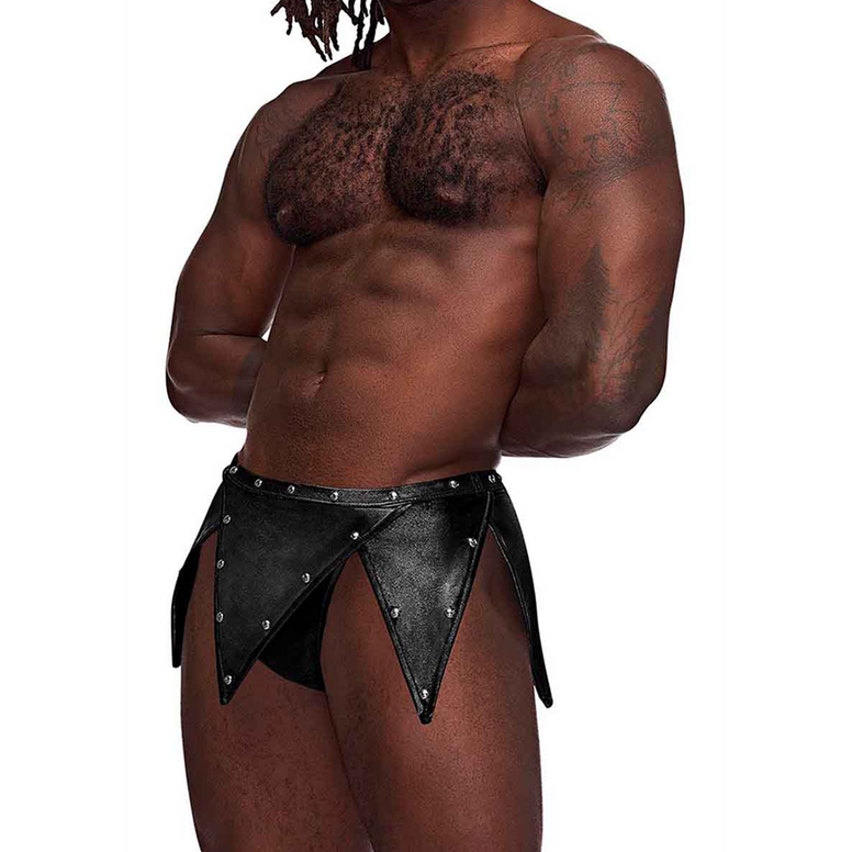 Eros - Design de kilt Gladiator avec un thong attaché - L/XL - Noir