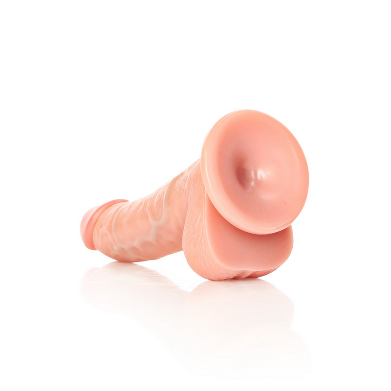 Dildo incurvé réaliste avec testicules et ventouse - 6 / 15,5 cm