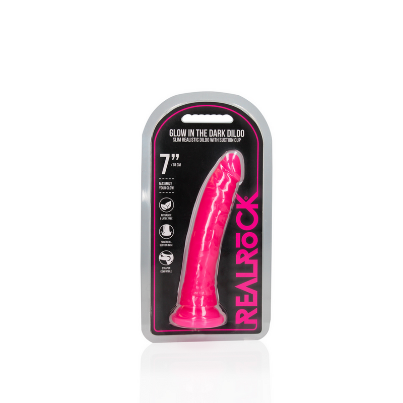 Dildo Slim Réaliste avec Ventouse - Brille dans le Noir - 7'' / 18 cm