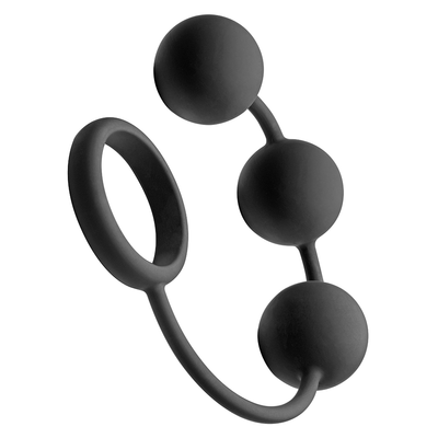 Cockring en silicone avec 3 boules lestées